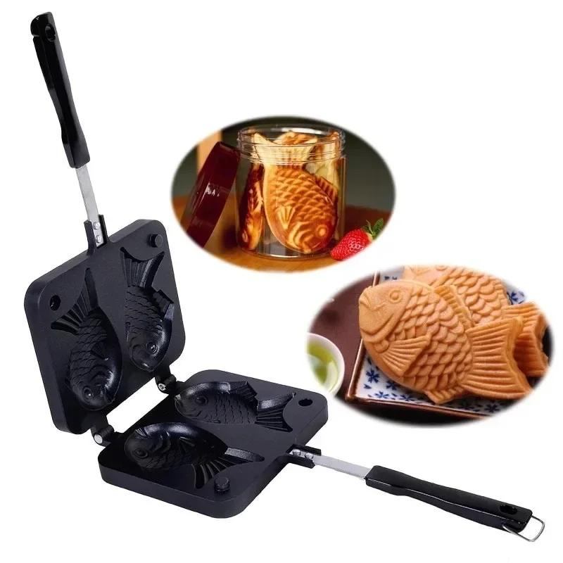 Taiyaki Japonské Formy na Pečení ve Tvaru Ryby Forma na Chléb Výrobník 2 Litinové Domácí Dortové Nástroje