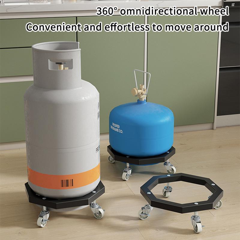 Portable Stainless Steel Gas Cylinder Storage Rack With Casters Kitchen Tray Support Rack