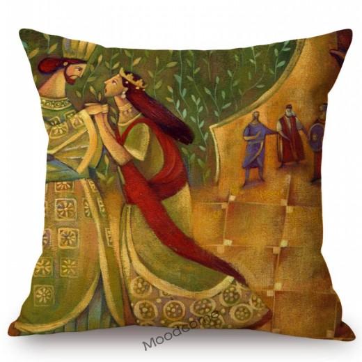 Lovely Cute Muslim Cartoon Ramadan Eid Mubarak Mosque Arabic Middle East Mediterranean Sofa Pillow Case Linen Cushion Cover Case