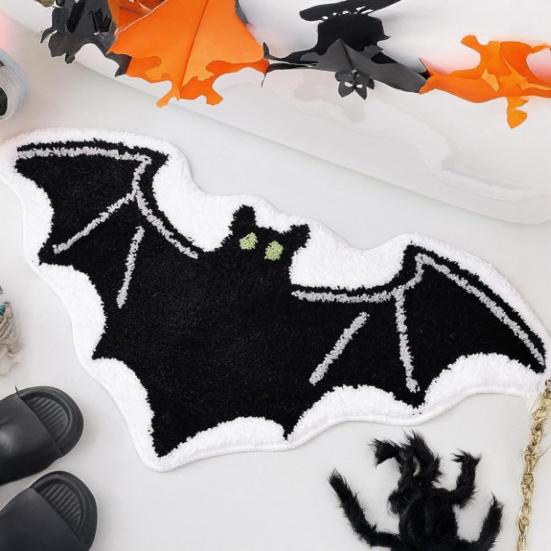 Halloween Floor Mat Gothic Ghost Skull Door Mat Spooky Unwelcome Bat Doormat for Front Door Entrance Kitchen Decoration