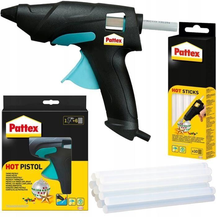 Pistolet à colle chaude Pattex + bâtons chauds de colle thermofusible