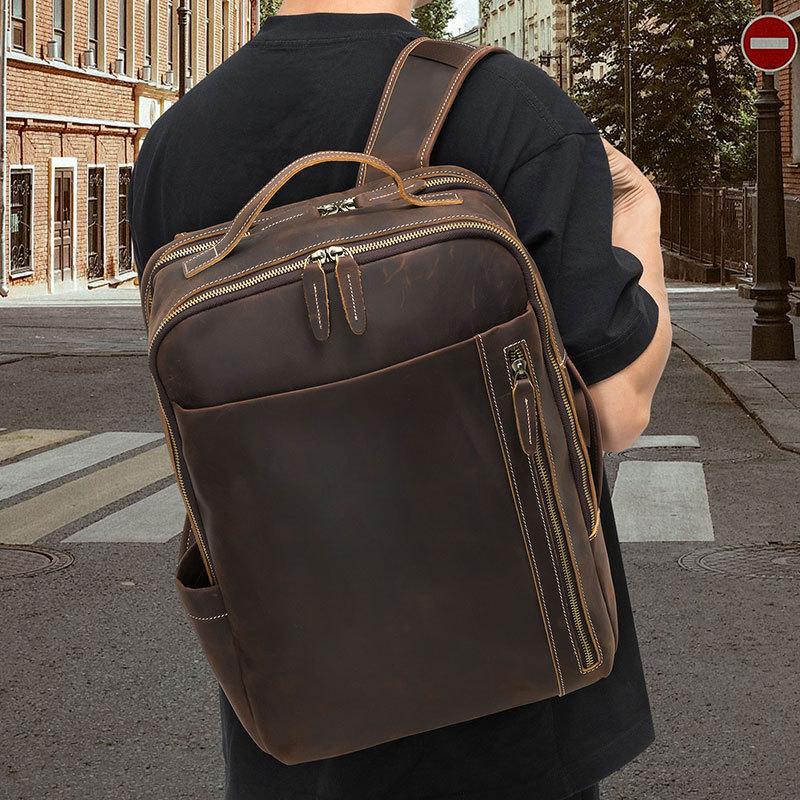 Backpack Genuine Leather Men's Backpack Large-capacity Computer Bag Business Travel Bag