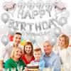 Glanvio Birthday Decoration Set Balloons Garland Confetti Crown Unisex Silver Stylish Celebration Party Anniversary