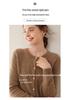 Women's Slim Fit Cashmere Cardigan - Round Neck, Lightweight, Loose Knit Sweater in Solid Color.