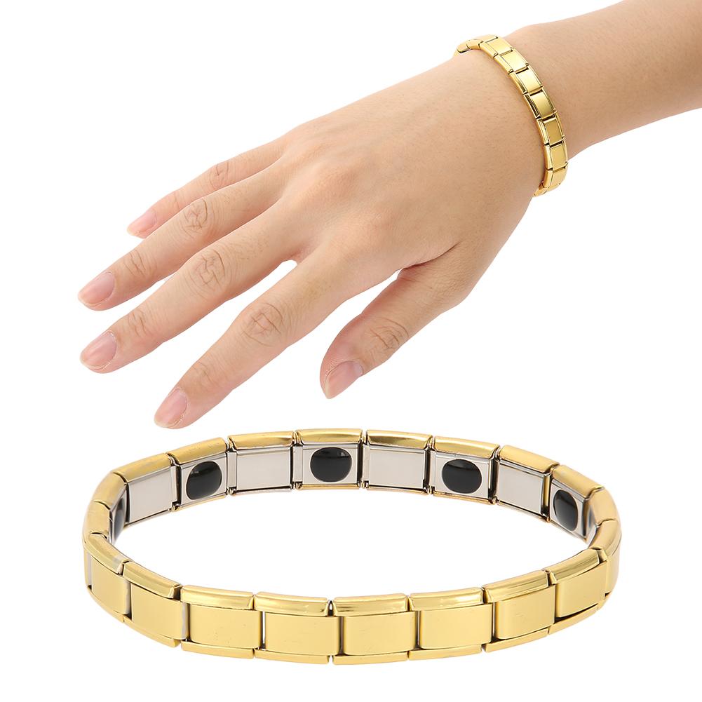 Einfaches Unisex-Armband aus Titanstahl, Schmuck-Armreif für Gesundheitsenergie (Gold)