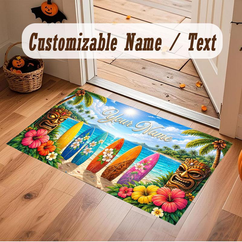 Nature Library Travel Theme Crystal Velvet Floor Rug Personalized Custom Name Text Warm Carpet Home Decoration