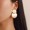Double Disc Drop Earrings Polished Gold Tone Statement Jewelry