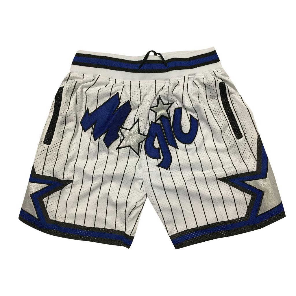 Magics Retro bestickte verkürzte Basketball-Shorts mit Kordelzug, Trainingsshorts
