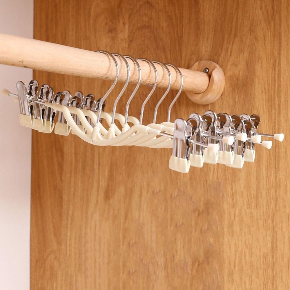 10PCS PVC Dipped Pants Hangers Stainless Steel Pants Clip Clothes Drying Rack  Underwear