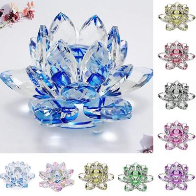 Hue Reflection Crystal Lotus Flower 3 Foots Anti-slip Crystal Flower Figurine 3 Layers Sturdy Sun Catcher Ornaments Party