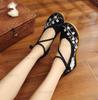 Fashion Chinese Style Women's Woven Shoes Embroidered Flower Women Wedge Pumps High Top Hidden Heel Ankle Strap Casual Canvas Shoes 41
