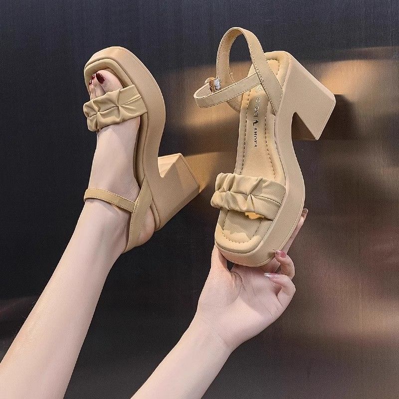 High-heeled Sandals Female Super Fairy Roman Wedge Heel 2025 Summer New Non-slip Heightening Outer Wear Fashionable and Casual