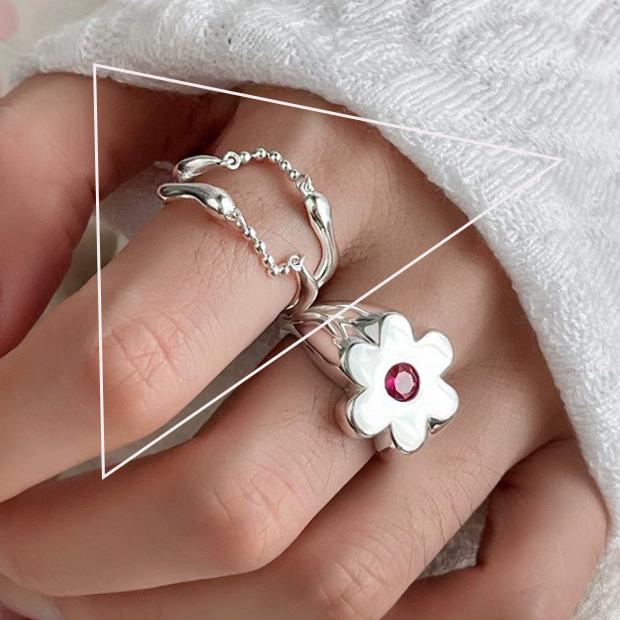 PANJBJ 925 Sterling Silve Irregular Ring for Women Girl Liquid Lava Hollowing Out Wide Hip Hop Jewelry Gift Dropshipping