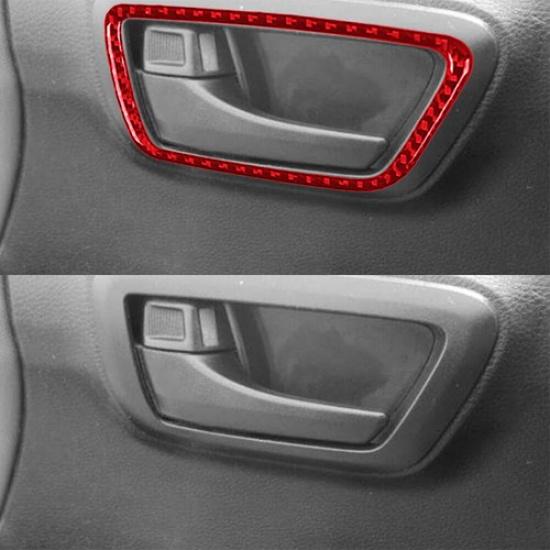 Red Carbon Fiber Interior Front Door Handle Frame Cover Trim For Toyota Tacoma