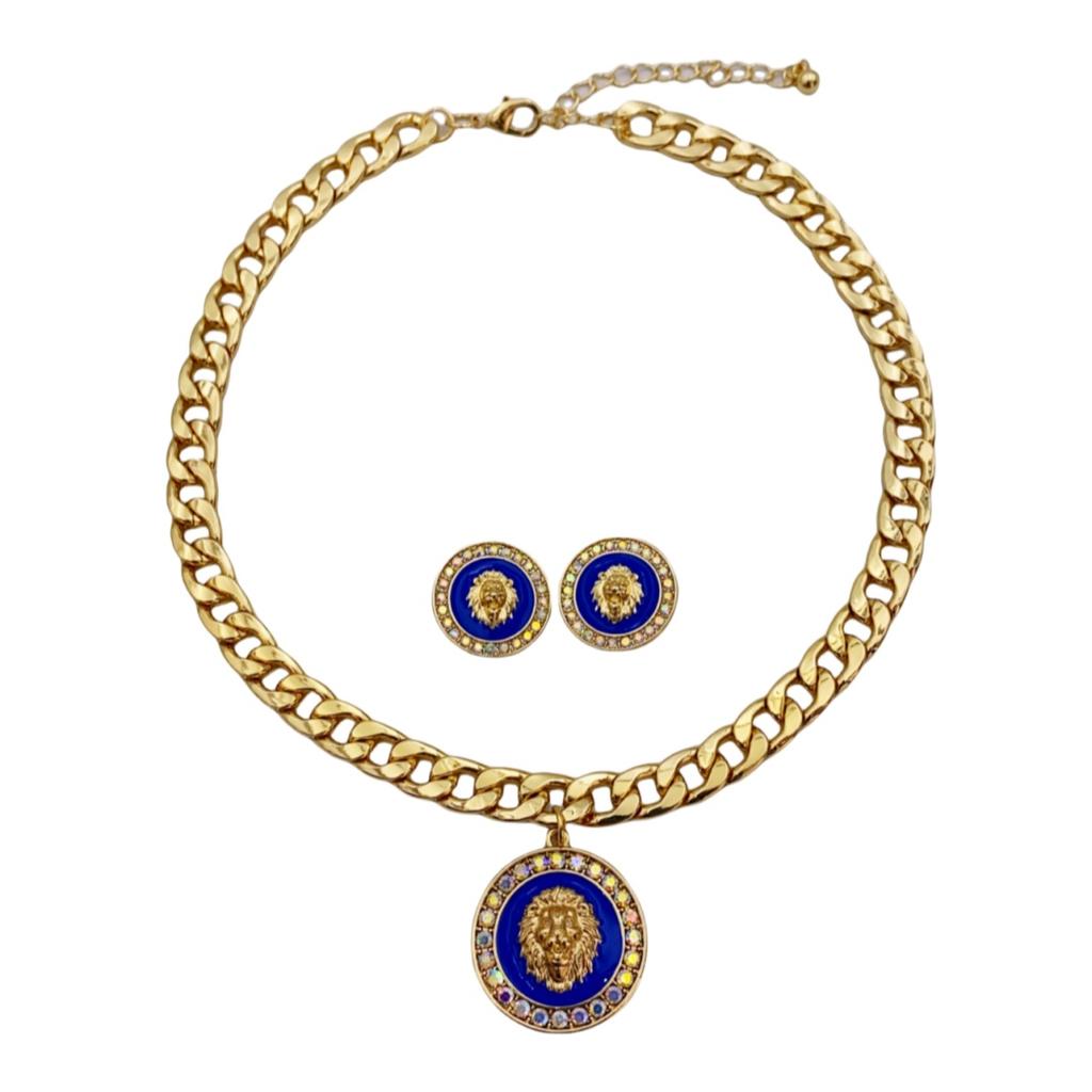 Fashion Lion Head din aliaj de zinc Set colier și cercei Seturi de bijuterii pentru femei