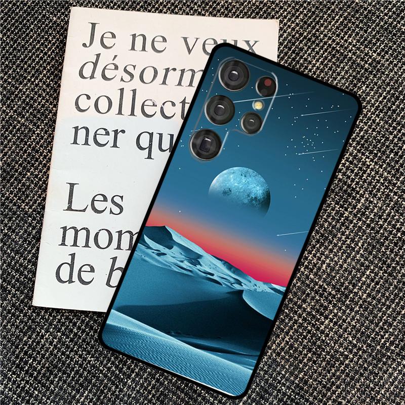Moon Stars Space Case For Samsung Galaxy S25 S24 Ultra S20 S21 S22 S23 Ultra S9 S10 Plus S25 FE Back Cover
