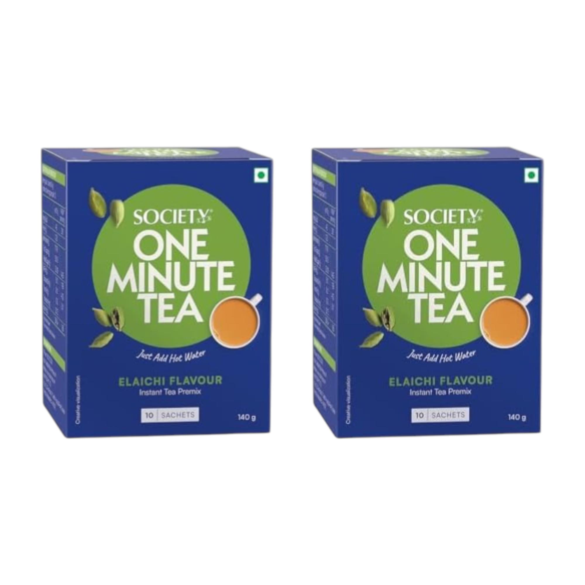 

Society One Minute Tea Elaichi Flavour Instant Cardamom Tea Sachets Quick Hot Beverage Mix 14g X 10 Sachets Pack Of 2