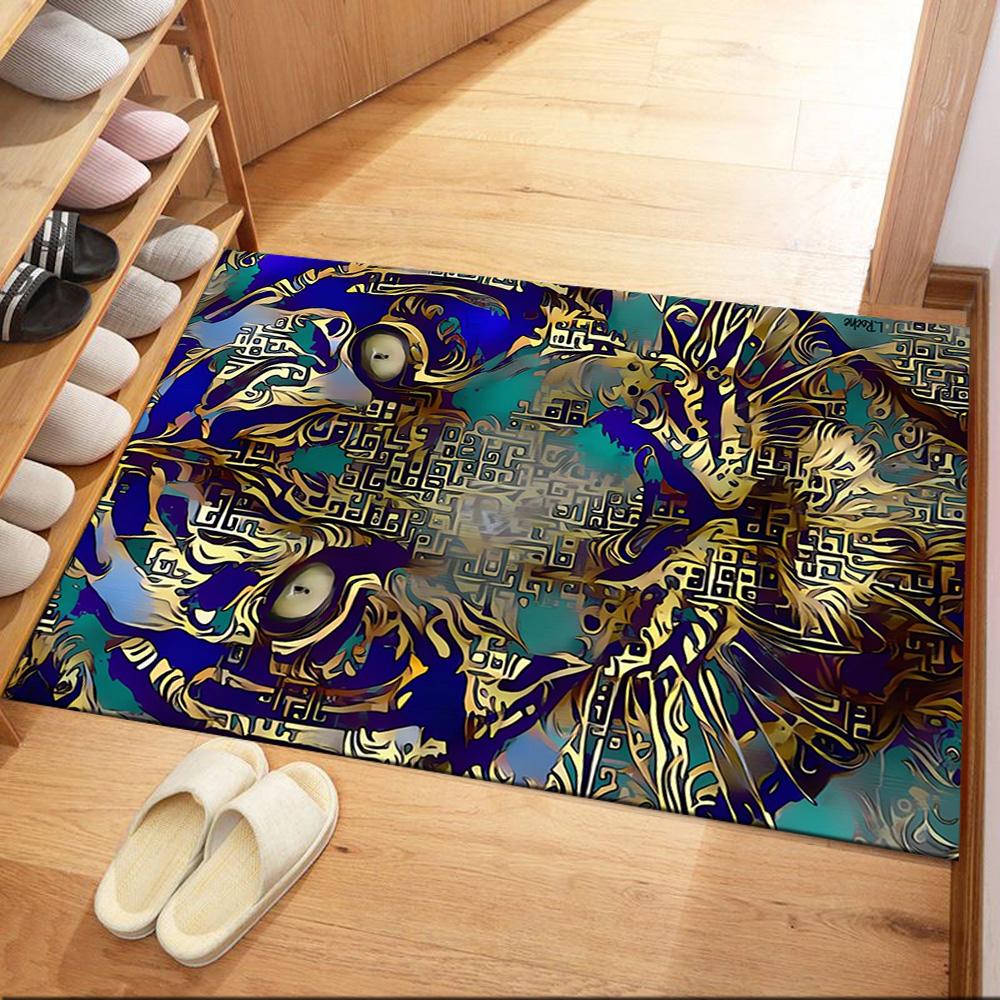 Colorful Tiger Portrait Floor Mats for Living Room, Bedroom and Room Decoration Are Suitable for Gifts.
