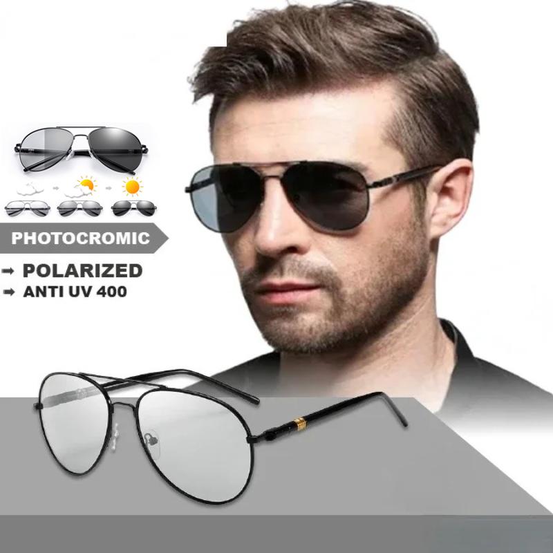 Vintage Fishing Polarized Pochromic Sunglasses Men Women Classic Pilot Male Color Changing Sun Glasses Discolor Shades