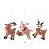 Soft Fabric Christmas Deer Hanging Ornament with Display Loop, Stuffed Tree Accent for Winter Table and Room Styling