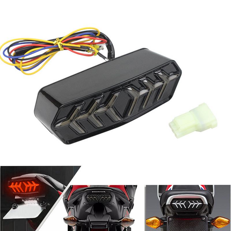 LED Brake Tail Lights Ultra-Bright Integrated Fishbone Flowing Tail Light Safe Motorbike Brake Rear Light Motorcycle Taillight