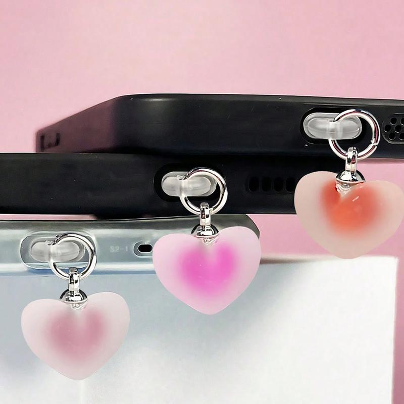 Candy Color Love Heart Shaped Phone Dust Plug Phone For Type-C Phone Accessories Heart Shaped Phone Dust Plug Pendant