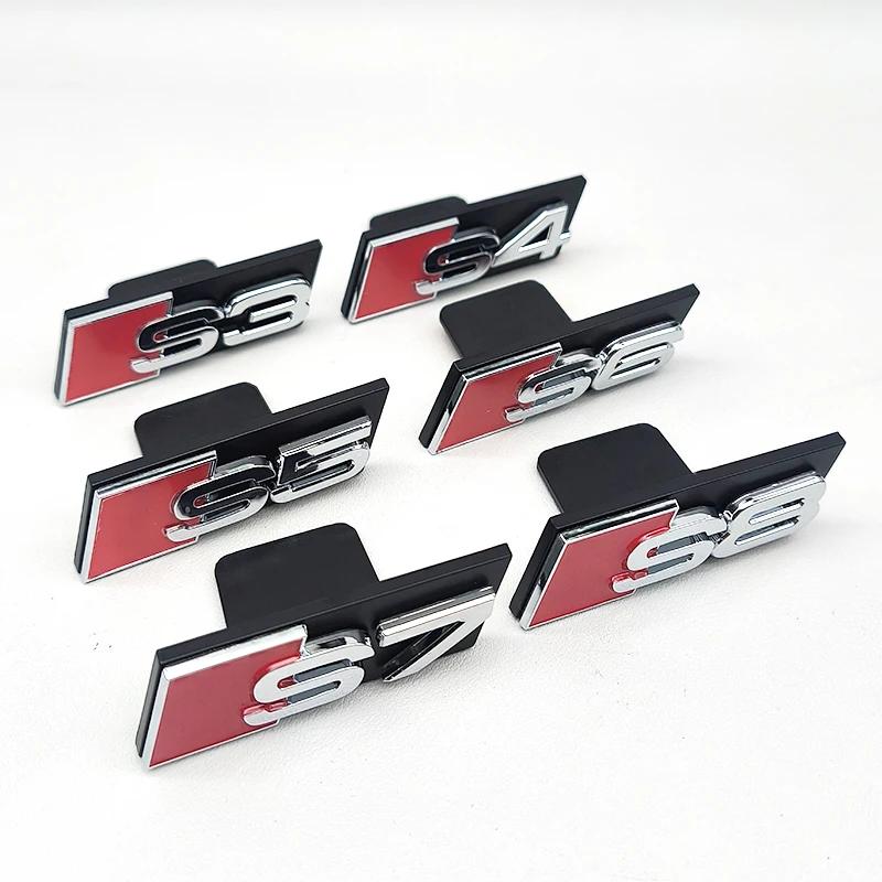 Insignia Emblema Pegatina Logo S3 S4 S6 S7 S8 S5 ABS Amarillo Azul Negro 3D para Parrilla Delantera de Coche Accesorios Q1 S3 S4 S5 S6 S7 S8