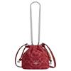 Faye 17 Drawstring And Magnetic Closure Denim Shoulder Bag Small Women Shoulder Bag Red CCZ45-SVDN8