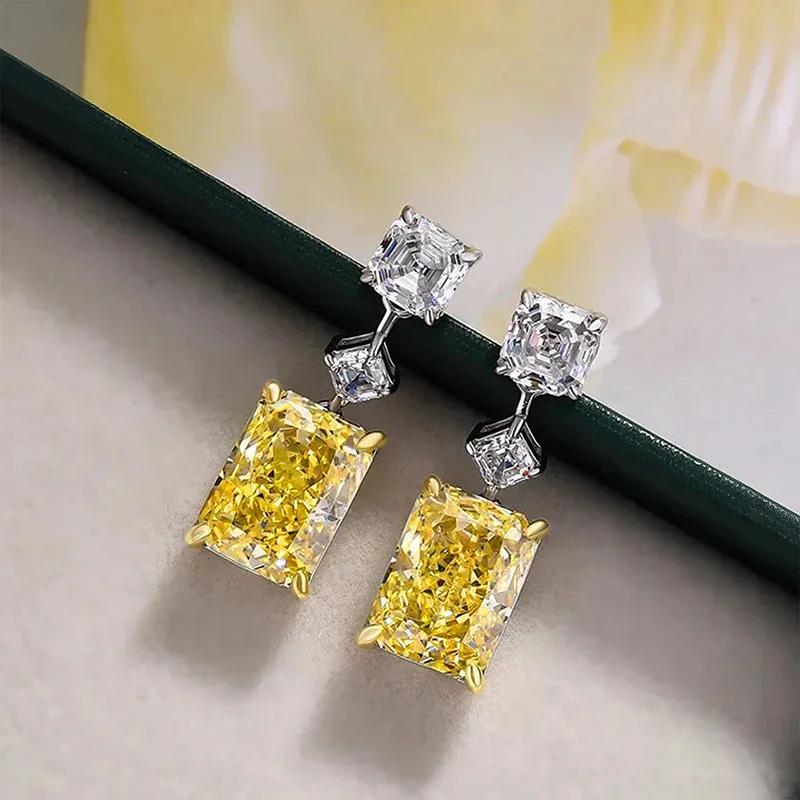 

2026 Fashion Bright Yellow Crystal Earrings Female Engagement Party Zircon Temperament Women Wedding Ceremony Accessories