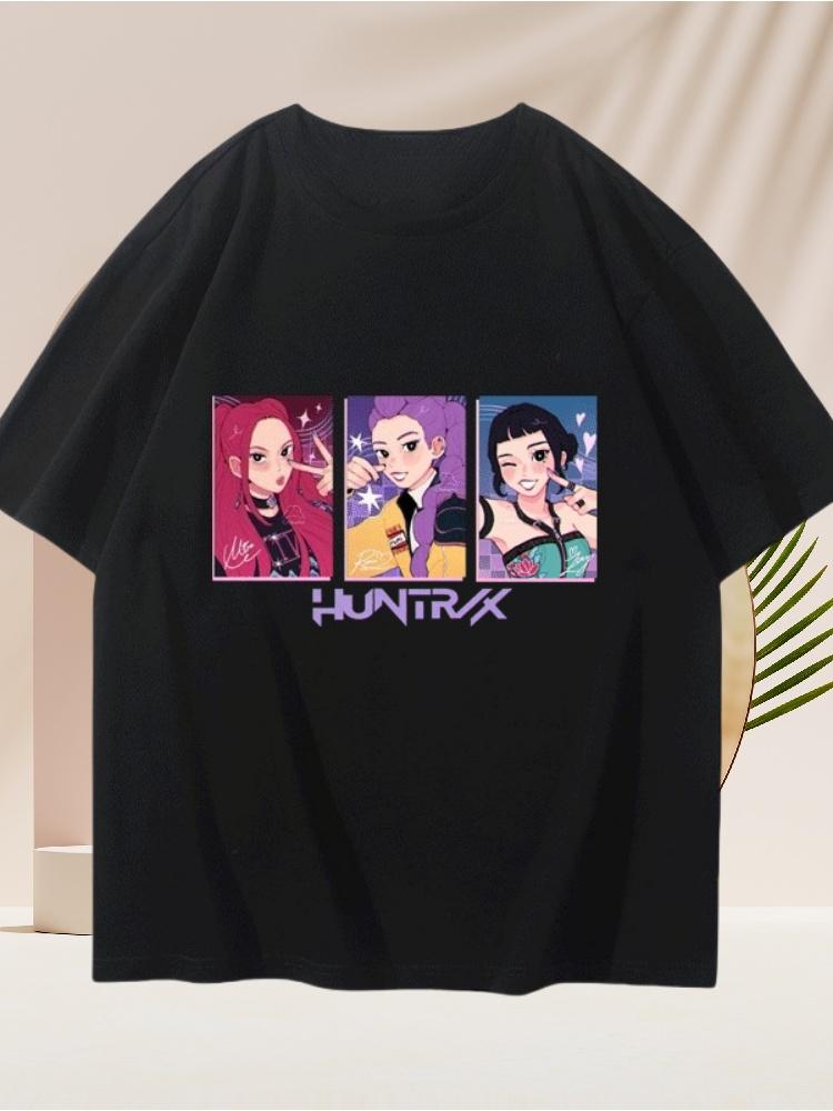 KPOP Demon Hunter Girl Group Merch Zoey Mirala Short Sleeve Printed Unisex Summer Versatile Cotton T-shirt Fashion Trend