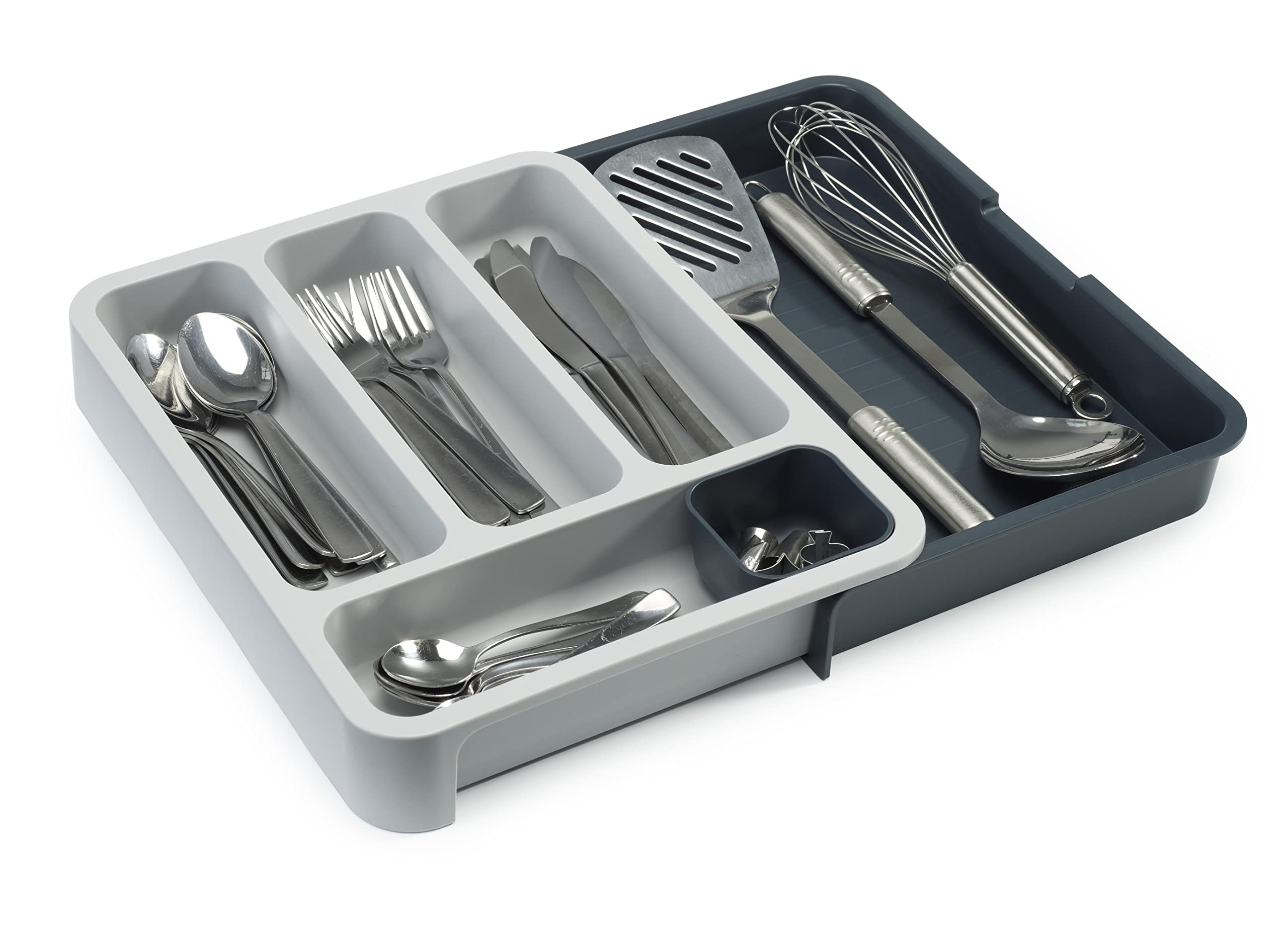 

[Authentic] Joseph Joseph Cutlery Storage Drawer Organizer Cutlery Tray, Gray/Gray, 85042