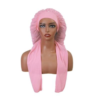 Women Sleeping Hat Dual-Purpose Long Braids Protective Breathable Silk Hair Cover Adjustable Pantyhose Sleep Cap