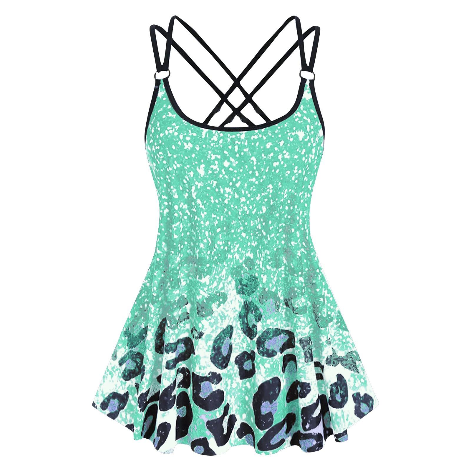 

Женская мода цельный купальник с леопардовым принтом сексуальный раздельный купальник бикини (С накладкой на грудь без стального бюстгальтера) M зелёный