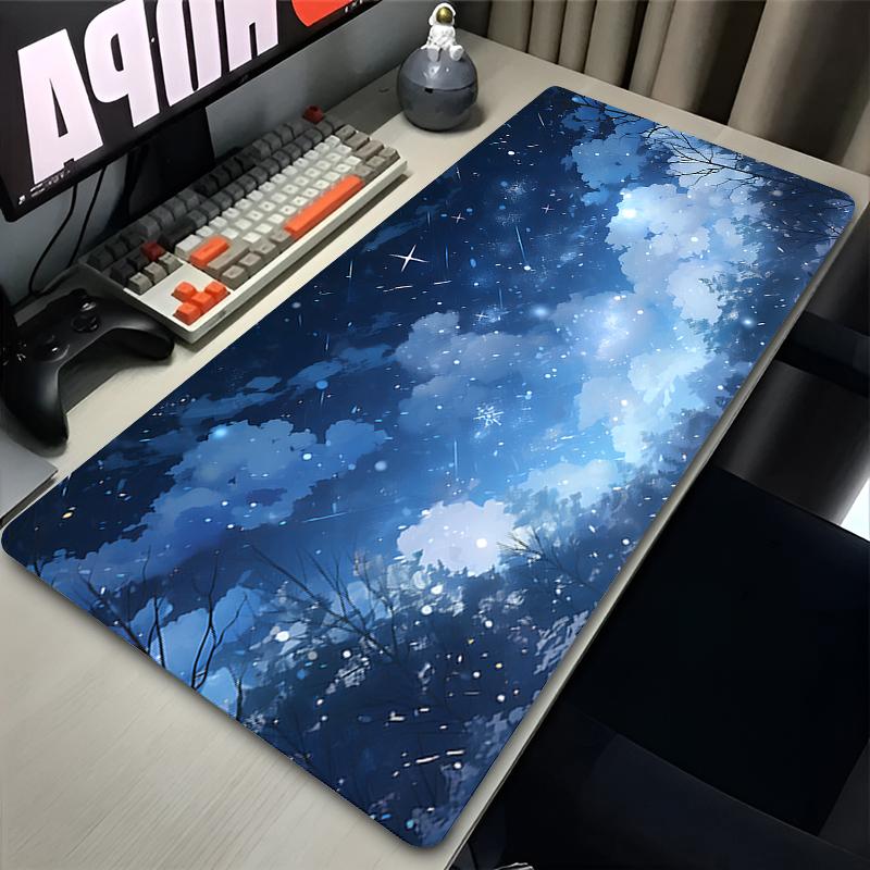 Mouse Pad Gaming Mouse Pad Pink Purple Sky Clouds Desk Mat Moon Star Nonslip PC Laptop Gamer Desk Accessories Table Pad Carpet