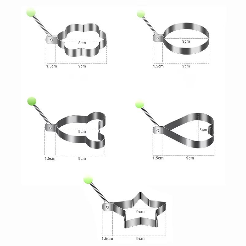 New Stainless Steel Fried Egg Mold Heart Pancake Circle Shape Fried Egg Shaper Kitchen Tools Accessories Egg Tool Bento Art