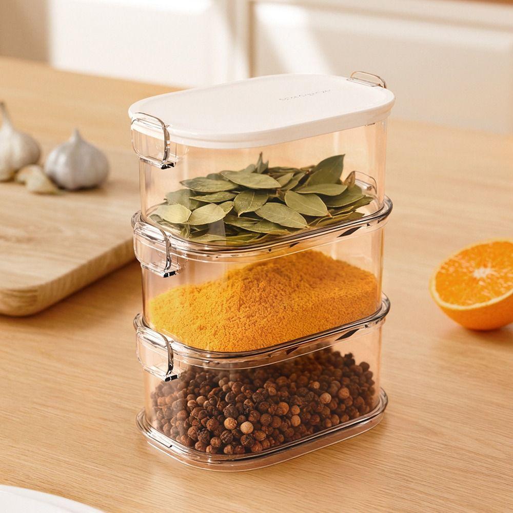4pcs/Set 2/3/4 Layers Seasoning Jar Stackable Storage Case Household Spice Container Picnic Camping