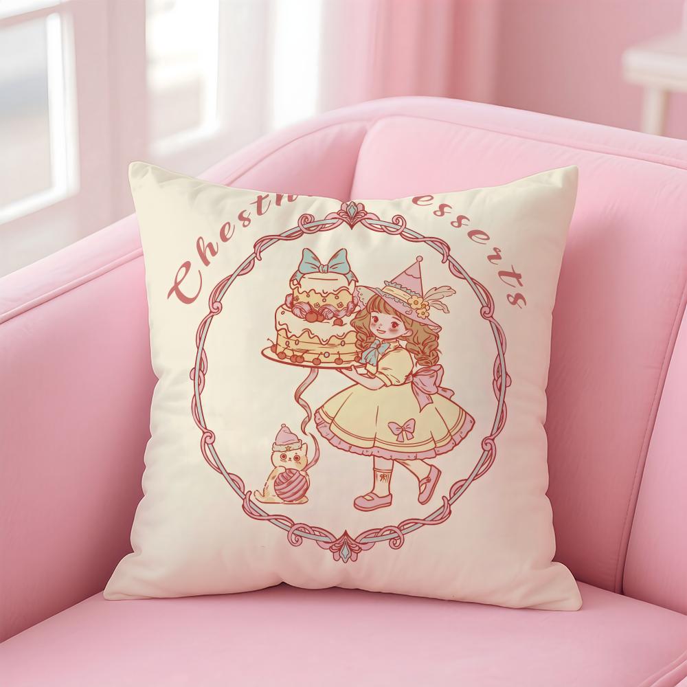 Cute Girl Funy Abstract Art  Cushion Cover Linen Pillowcase Cover Soft Decor for Sofa Home Room