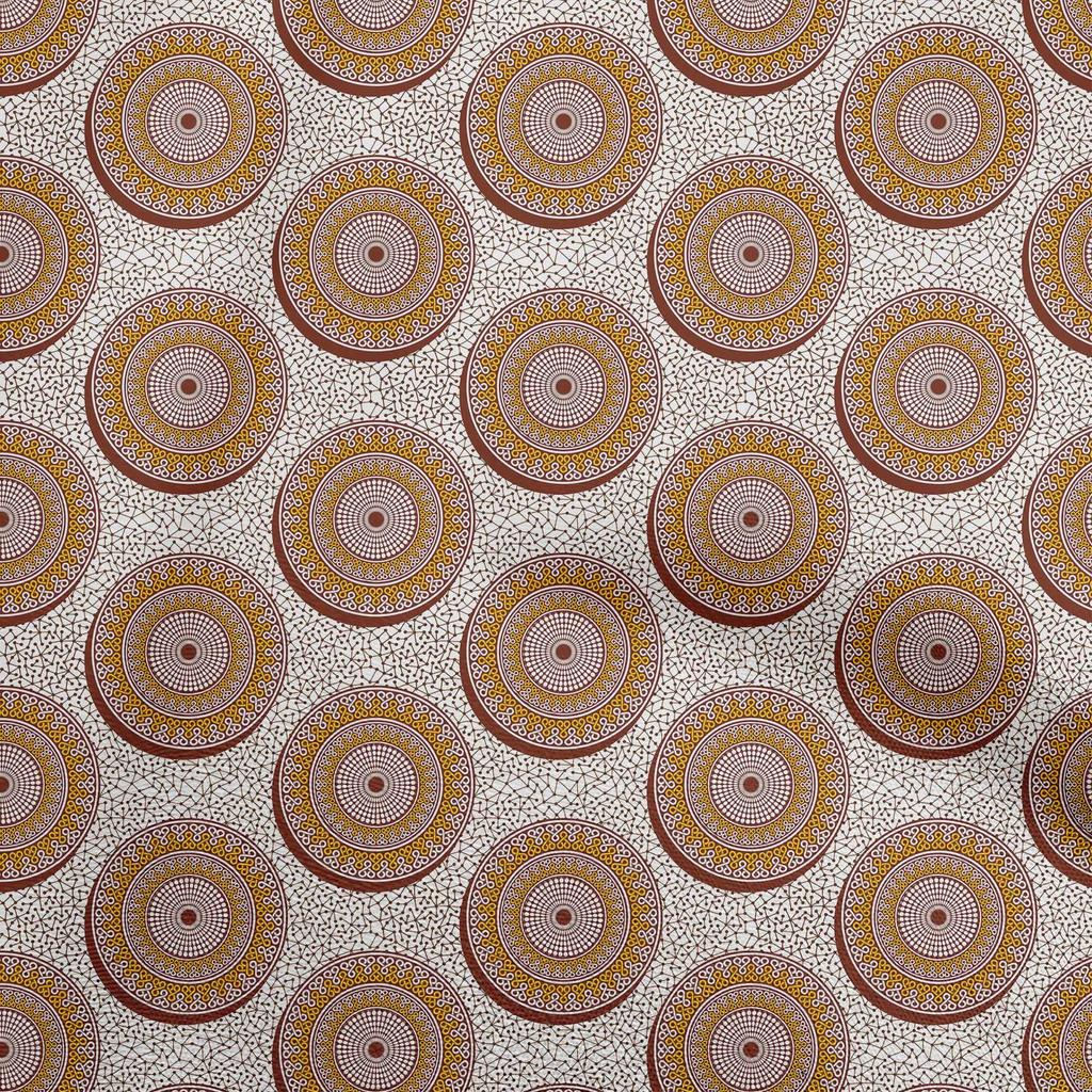 oneOone Cotton Flex Brown2 Fabric Asian Block Craft Projects Decor Fabric Printed By The Yard 40 Inch