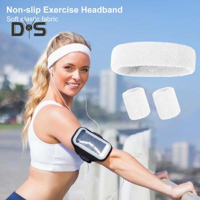 Set Fascia Assorbisudore Fascia Sportiva Set Polsini Spugna Tennis Ginnastica Polsino Fascia Atletica Assorbisudore per Uomini Donne