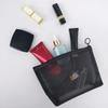 1Pcs Zipper Transparent Mesh Makeup Case Organizer Make Up Toiletry Wash Bags Women Travel Black Mesh Cosmetic Bag Storage Pouch