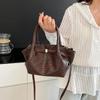 New Woven Bucket Bag Women Minimalist Versatile Shoulder Crossbody High-end Handheld Purse CLE