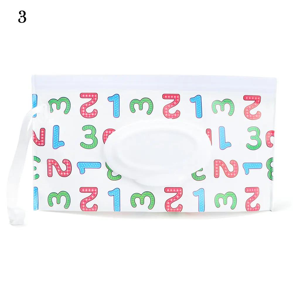 1PC Wet Wipes Bag Portable Flip Cover Snap-Strap Cosmetic Pouch Cute Baby Tissue Box Outdoor Cute Stroller Carrying Case Acces