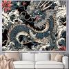 2D Oriental Dragon Wave Tapestry Black Background Home Background Cloth