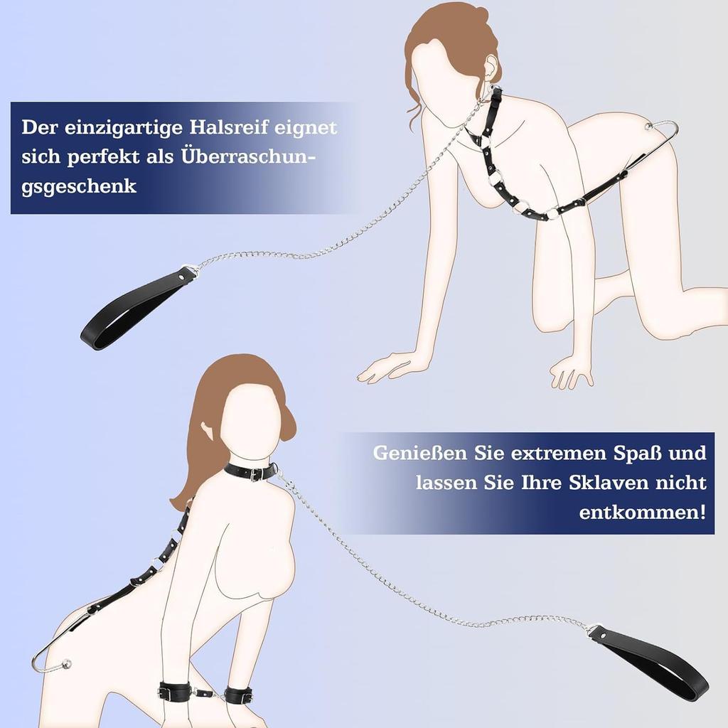 Anal Hook Restraint  Sex Toys Neck to Wrist Restraints Traction Chain Bondage Set For Couple Adult Sex Anal Plug Game SM Toy