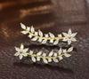 European and American Cross-border Popular Ear Hooks with Rhinestone Flowers, Leaves and Gold Leaves