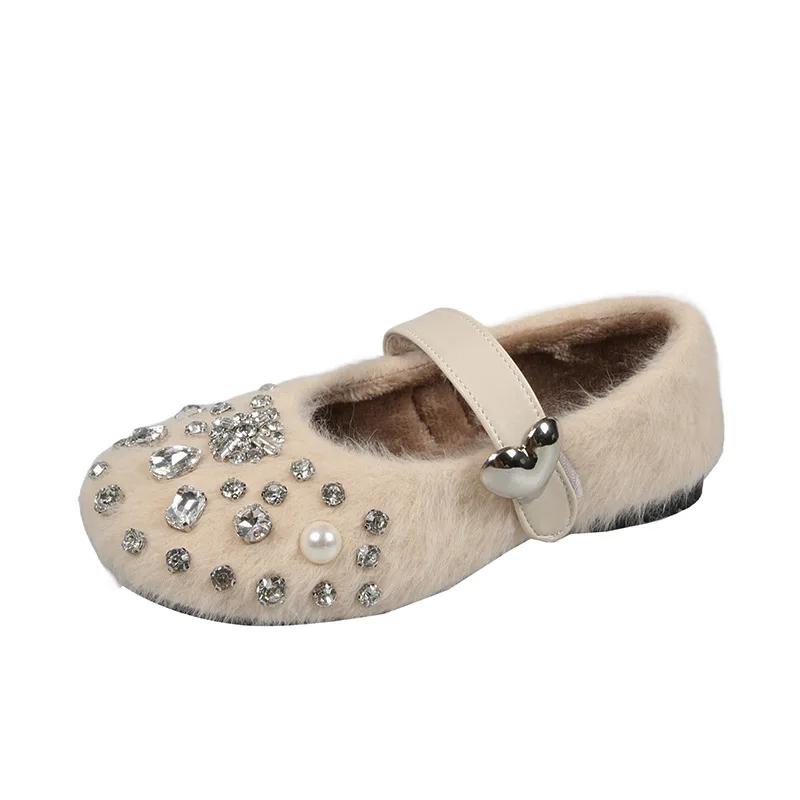 Women Flats Fur Loafers Brand Luxury Shoes Winter Fashion  Shoes 2025 New Dress Cotton Dance
