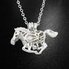 Luminous Black Night Glow Pony Pendant Necklace with Hollow Bead Design
