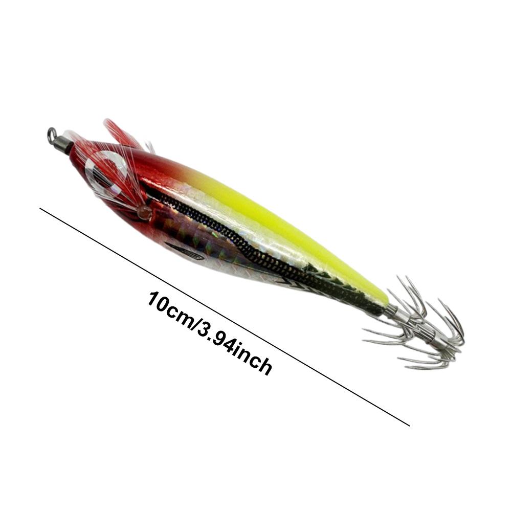 1-3Pcs Luminous Artificial Squid Hook Horizontal Bionic Shrimp Baits Wood Shrimp Cuttlefish Hard Bait for Cuttlefish Sea Fishing 100mm