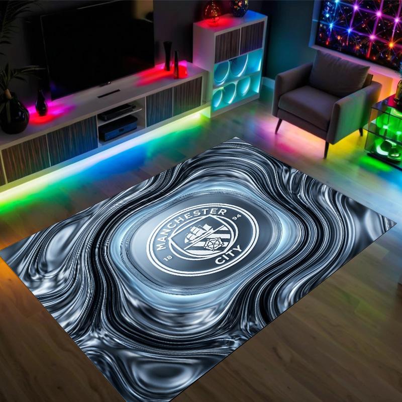 Manchester City Design Crystal Velvet Carpet Cozy Non?Slip Printed Rug For Bedroom Living Room Entrance