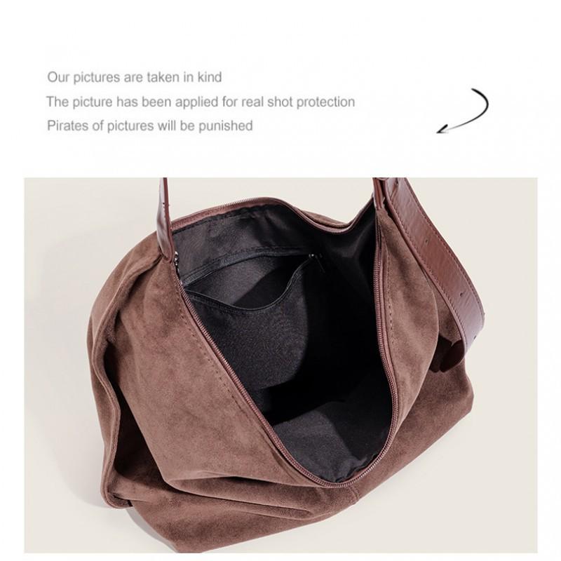 South Korean Niche Design Soft Dumpling Bag Women's Suede Retro Commuting Shoulder Cross-slung Tote